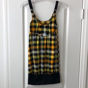 Chesley Yellow Black Plaid Mini Dress